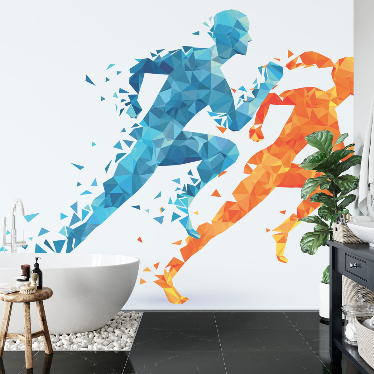 Fototapeta Geometryczni Sportowi Biegacze – aranżacja wnętrza