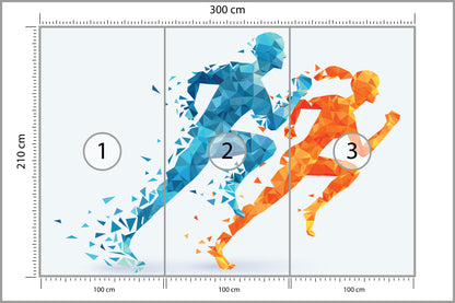 Fototapeta Geometryczni Sportowi Biegacze 300 × 210 cm – podgląd kadru