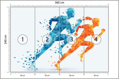 Fototapeta Geometryczni Sportowi Biegacze 360 × 240 cm – podgląd kadru
