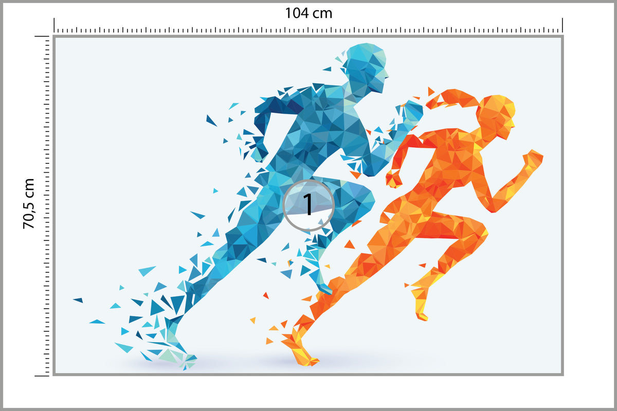 Fototapeta Geometryczni Sportowi Biegacze 104 × 70,5 cm – podgląd kadru