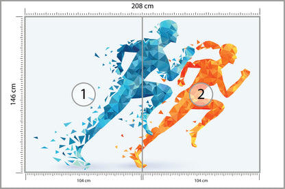 Fototapeta Geometryczni Sportowi Biegacze 208 × 146 cm – podgląd kadru