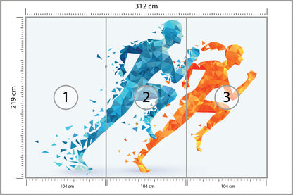 Fototapeta Geometryczni Sportowi Biegacze 312 × 219 cm – podgląd kadru