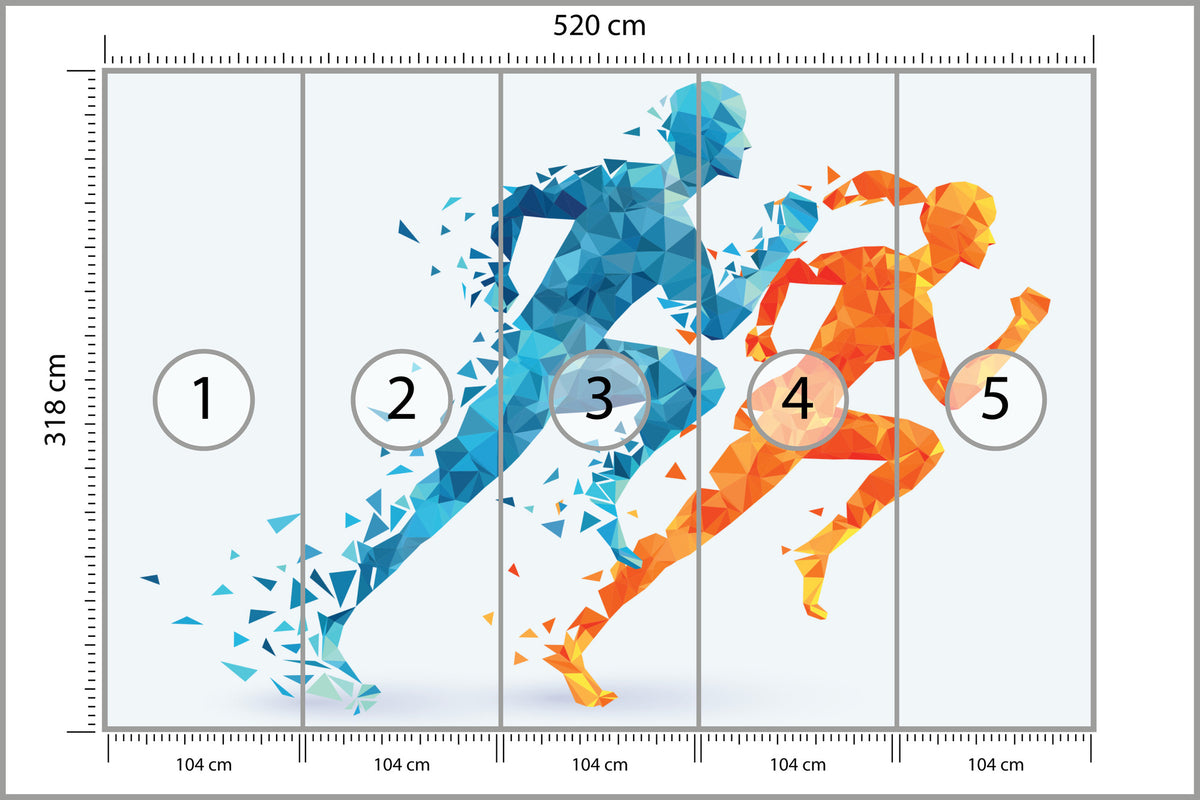 Fototapeta Geometryczni Sportowi Biegacze 520 × 318 cm – podgląd kadru