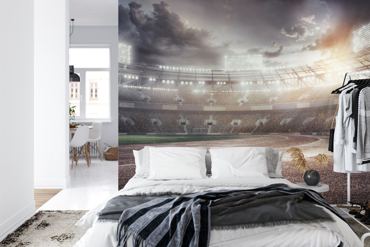 Fototapeta Stadion Piłkarski Przepełniony Kibicami – aranżacja wnętrza