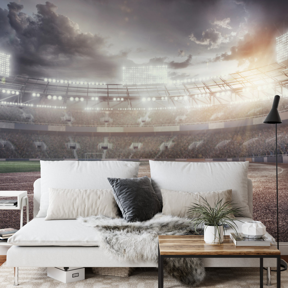 Fototapeta Stadion Piłkarski Przepełniony Kibicami – aranżacja wnętrza
