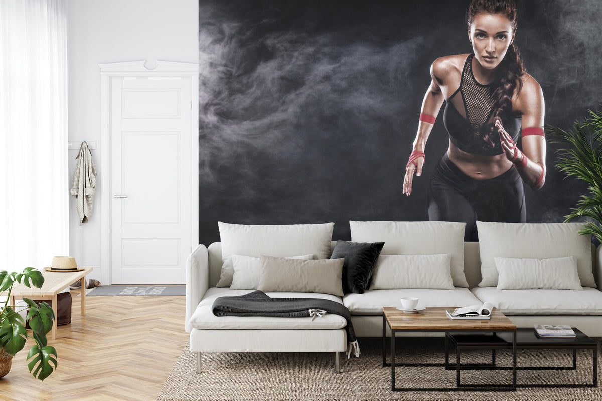 Fototapeta Wysportowana Biegaczka Motywacja 3D – aranżacja wnętrza