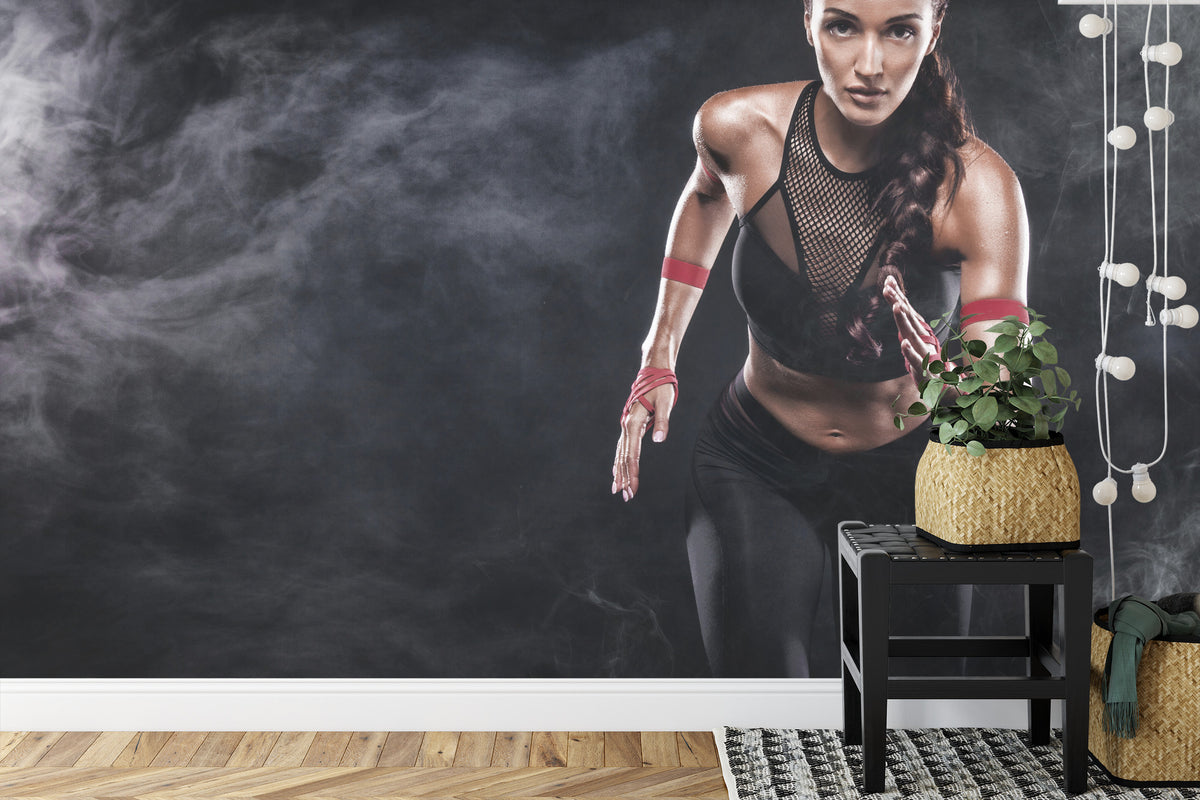 Fototapeta Wysportowana Biegaczka Motywacja 3D – aranżacja wnętrza