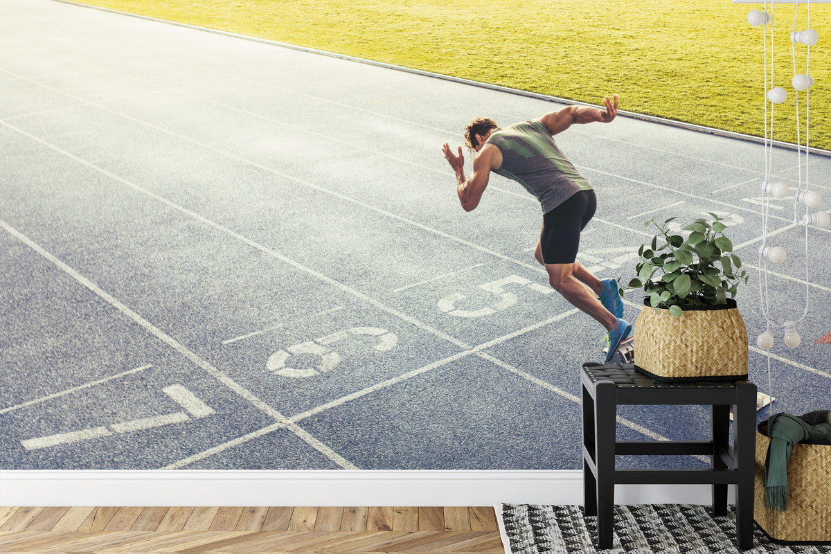 Fototapeta Sprinter Na Torze Biegowym Podczas – aranżacja wnętrza