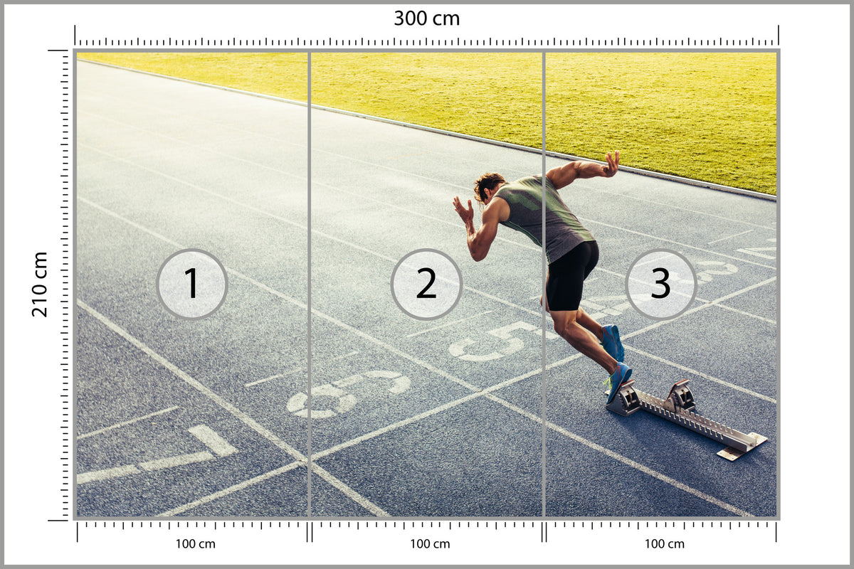 Fototapeta Sprinter Na Torze Biegowym Podczas 300 × 210 cm – podgląd kadru