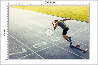 Fototapeta Sprinter Na Torze Biegowym Podczas 152,5 × 104 cm – podgląd kadru
