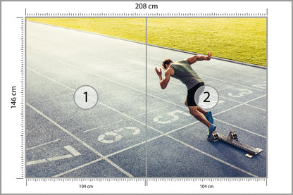 Fototapeta Sprinter Na Torze Biegowym Podczas 208 × 146 cm – podgląd kadru