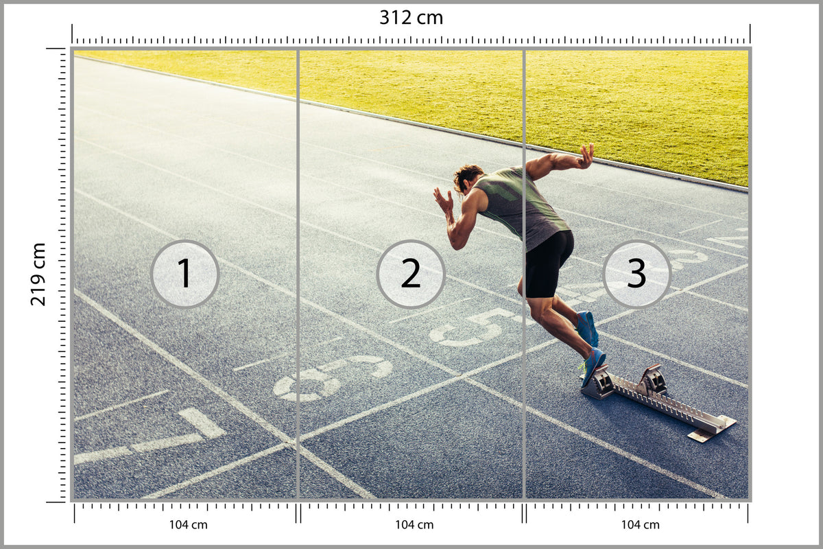 Fototapeta Sprinter Na Torze Biegowym Podczas 312 × 219 cm – podgląd kadru