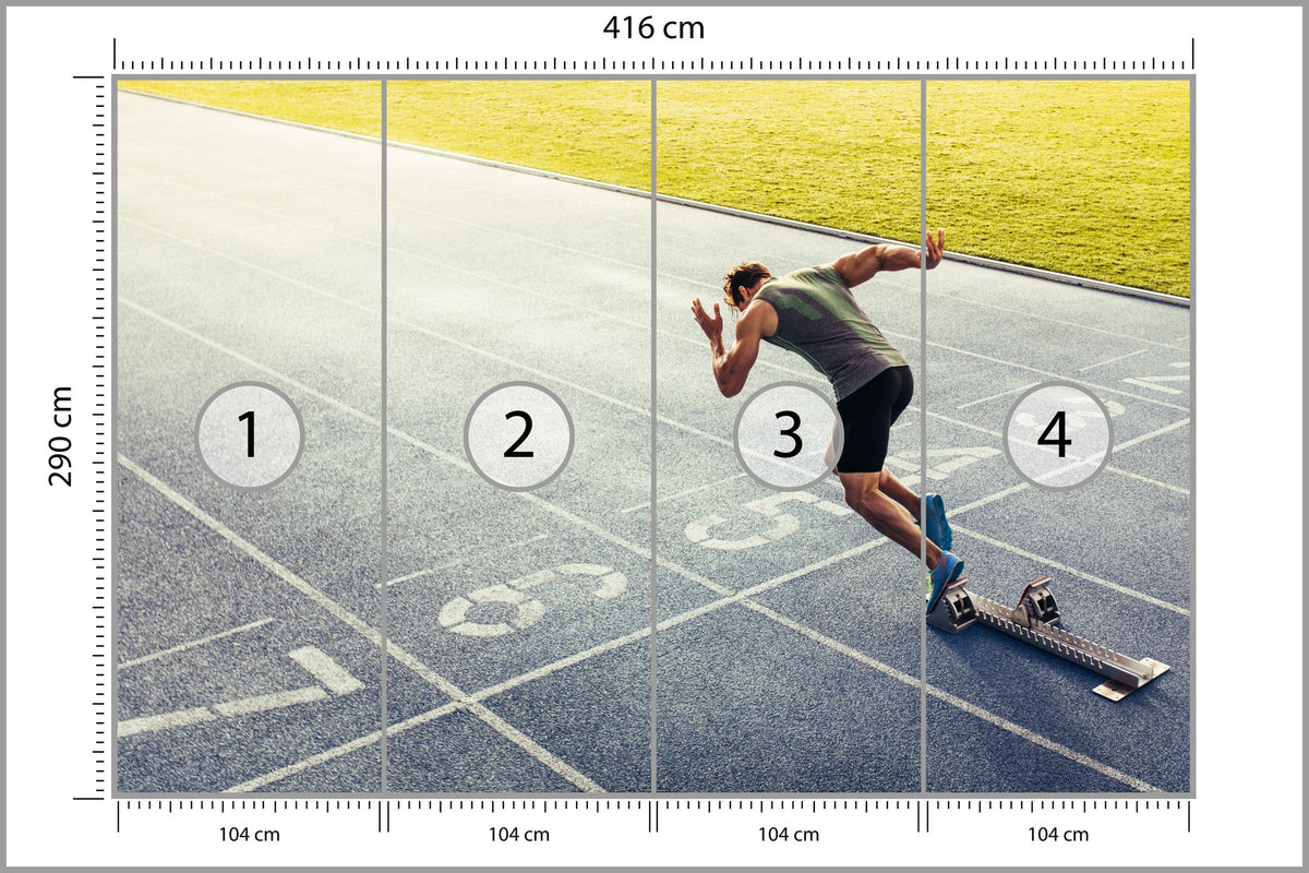 Fototapeta Sprinter Na Torze Biegowym Podczas 416 × 290 cm – podgląd kadru
