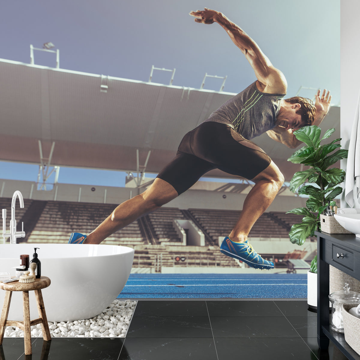 Fototapeta Sprinter Wybiegający Z Bloku Startowego – aranżacja wnętrza