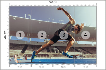 Fototapeta Sprinter Wybiegający Z Bloku Startowego 368 × 280 cm – podgląd kadru