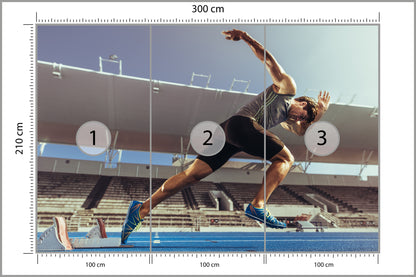 Fototapeta Sprinter Wybiegający Z Bloku Startowego 300 × 210 cm – podgląd kadru