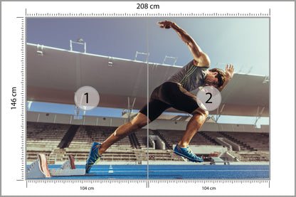 Fototapeta Sprinter Wybiegający Z Bloku Startowego 208 × 146 cm – podgląd kadru