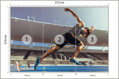 Fototapeta Sprinter Wybiegający Z Bloku Startowego 312 × 219 cm – podgląd kadru