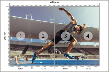 Fototapeta Sprinter Wybiegający Z Bloku Startowego 416 × 290 cm – podgląd kadru
