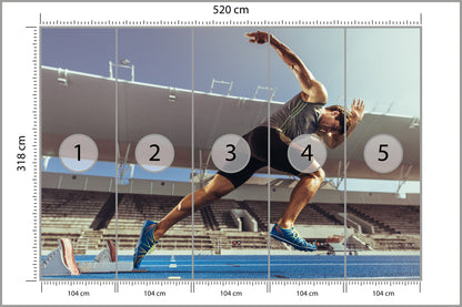 Fototapeta Sprinter Wybiegający Z Bloku Startowego 520 × 318 cm – podgląd kadru