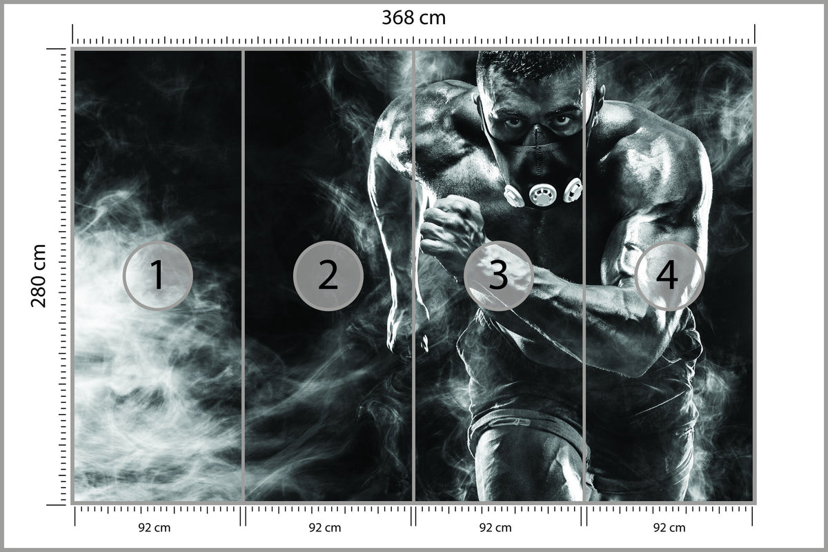 Fototapeta Wysportowany Biegnący Mężczyzna W Masce 368 × 280 cm – podgląd kadru