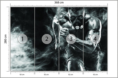 Fototapeta Wysportowany Biegnący Mężczyzna W Masce 368 × 280 cm – podgląd kadru