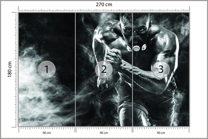 Fototapeta Wysportowany Biegnący Mężczyzna W Masce 270 × 180 cm – podgląd kadru