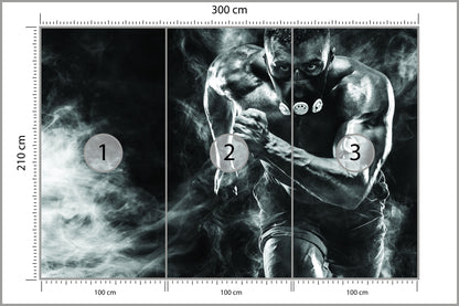 Fototapeta Wysportowany Biegnący Mężczyzna W Masce 300 × 210 cm – podgląd kadru