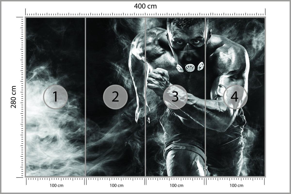 Fototapeta Wysportowany Biegnący Mężczyzna W Masce 400 × 280 cm – podgląd kadru