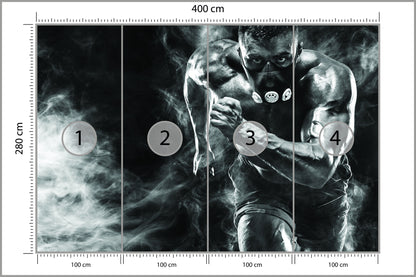 Fototapeta Wysportowany Biegnący Mężczyzna W Masce 400 × 280 cm – podgląd kadru