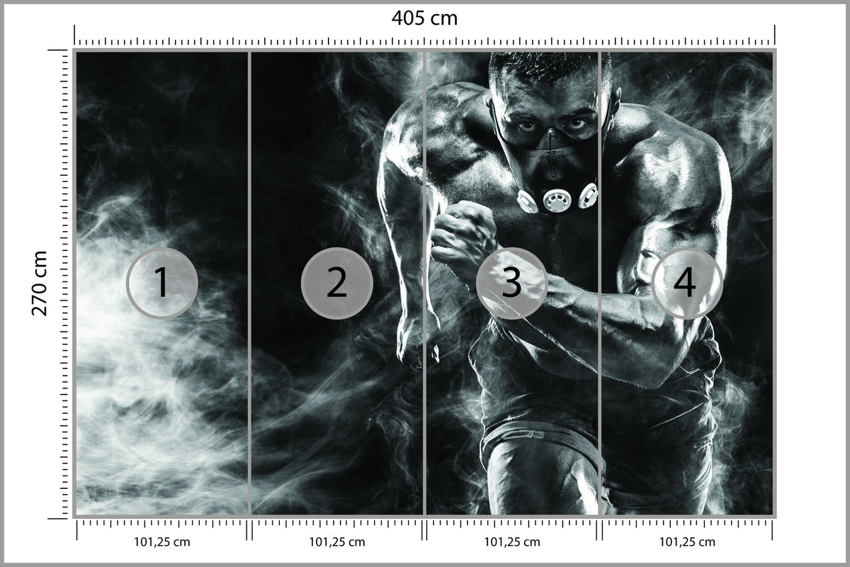 Fototapeta Wysportowany Biegnący Mężczyzna W Masce 405 × 270 cm – podgląd kadru