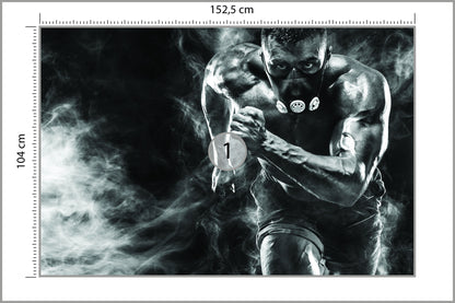 Fototapeta Wysportowany Biegnący Mężczyzna W Masce 152,5 × 104 cm – podgląd kadru