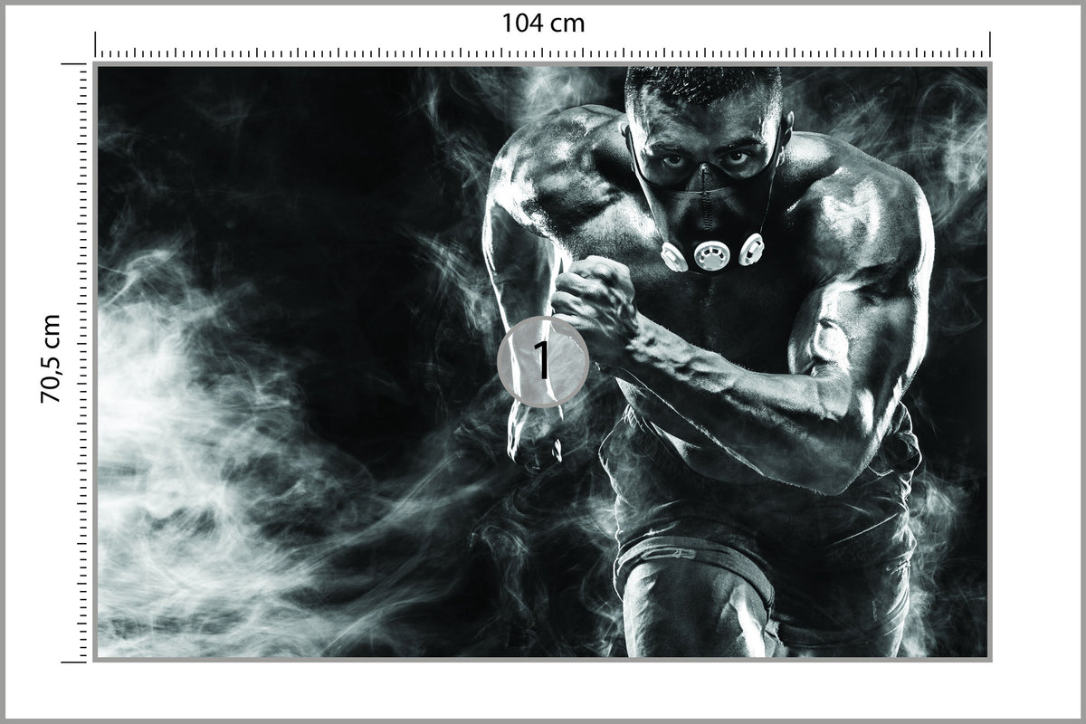 Fototapeta Wysportowany Biegnący Mężczyzna W Masce 104 × 70,5 cm – podgląd kadru