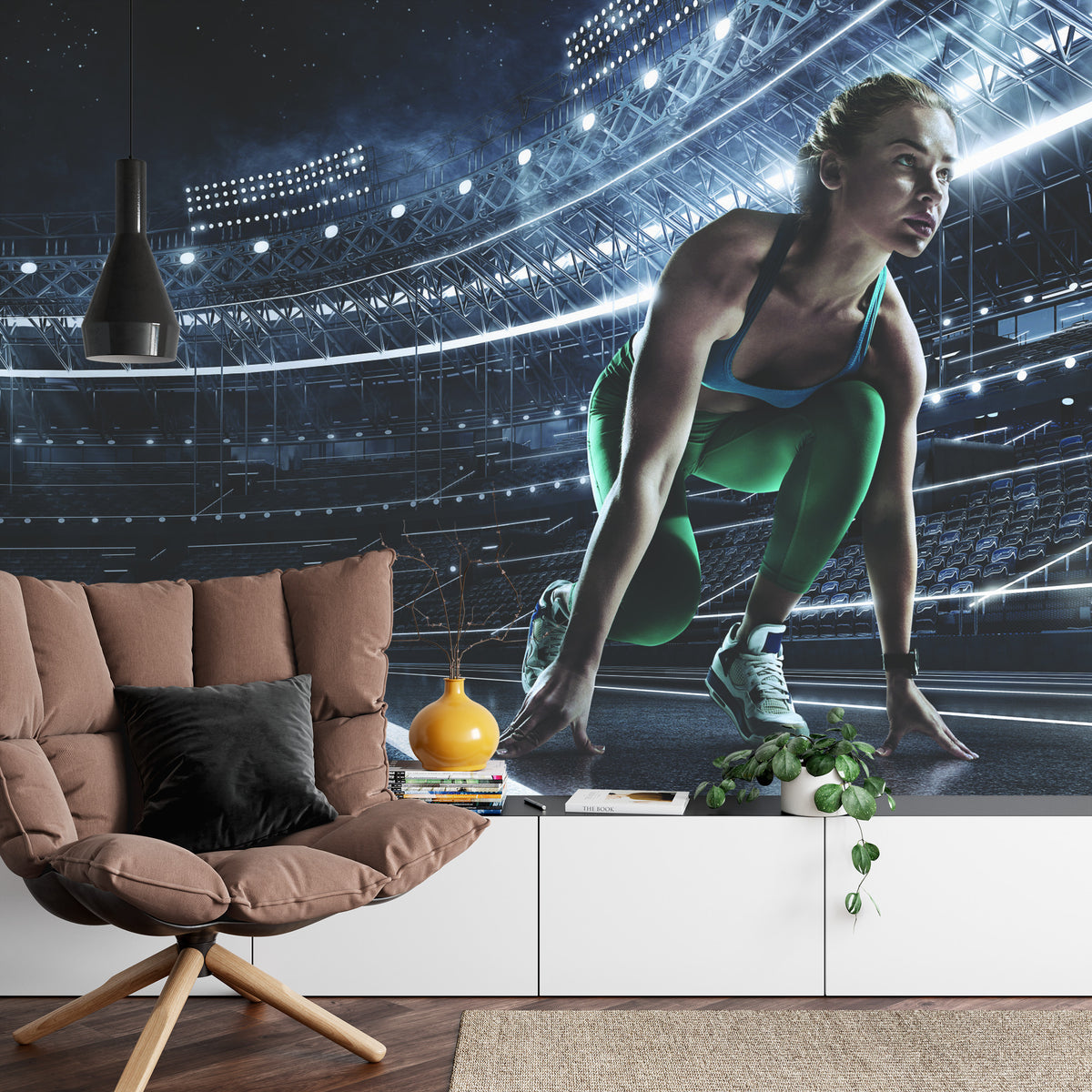 Fototapeta Sprinterka Zaczynająca Bieg Na Starcie 3D – aranżacja wnętrza