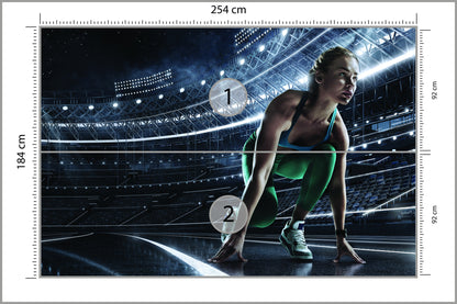 Fototapeta Sprinterka Zaczynająca Bieg Na Starcie 3D 254 × 184 cm – podgląd kadru