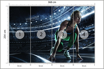 Fototapeta Sprinterka Zaczynająca Bieg Na Starcie 3D 368 × 254 cm – podgląd kadru