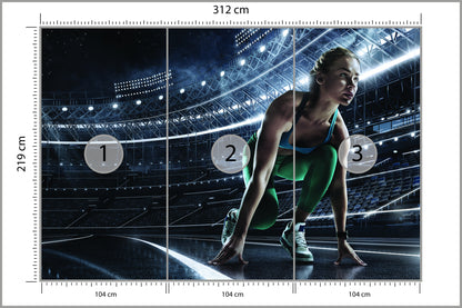 Fototapeta Sprinterka Zaczynająca Bieg Na Starcie 3D 312 × 219 cm – podgląd kadru