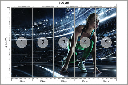 Fototapeta Sprinterka Zaczynająca Bieg Na Starcie 3D 520 × 318 cm – podgląd kadru