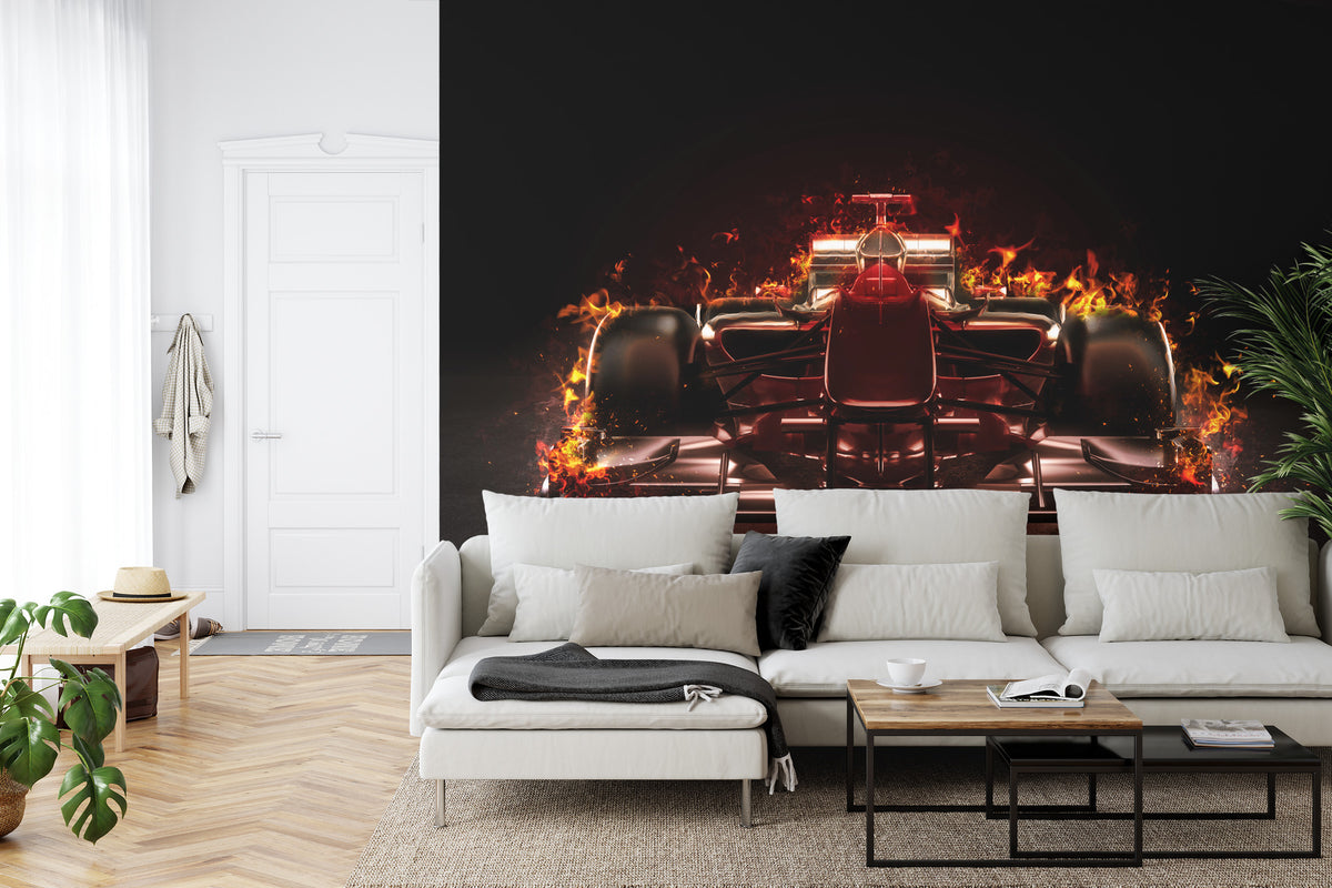 Fototapeta Płonący Bolid F1 – aranżacja wnętrza