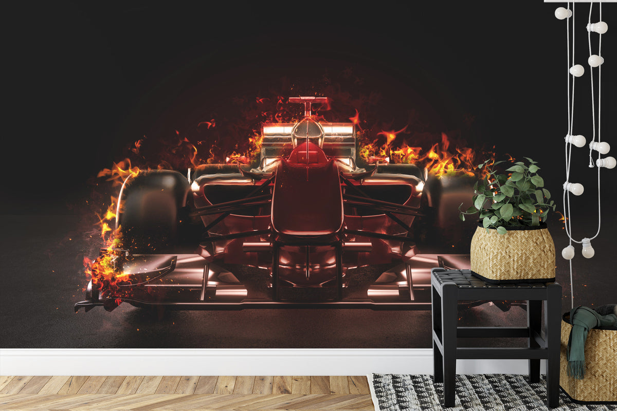 Fototapeta Płonący Bolid F1 – aranżacja wnętrza
