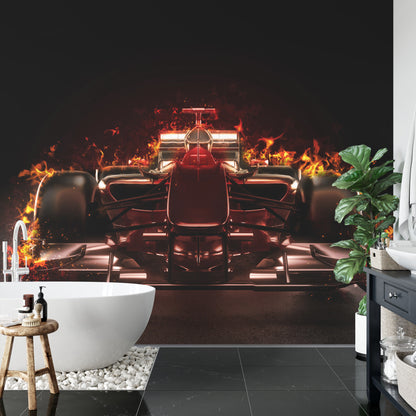 Fototapeta Płonący Bolid F1 – aranżacja wnętrza
