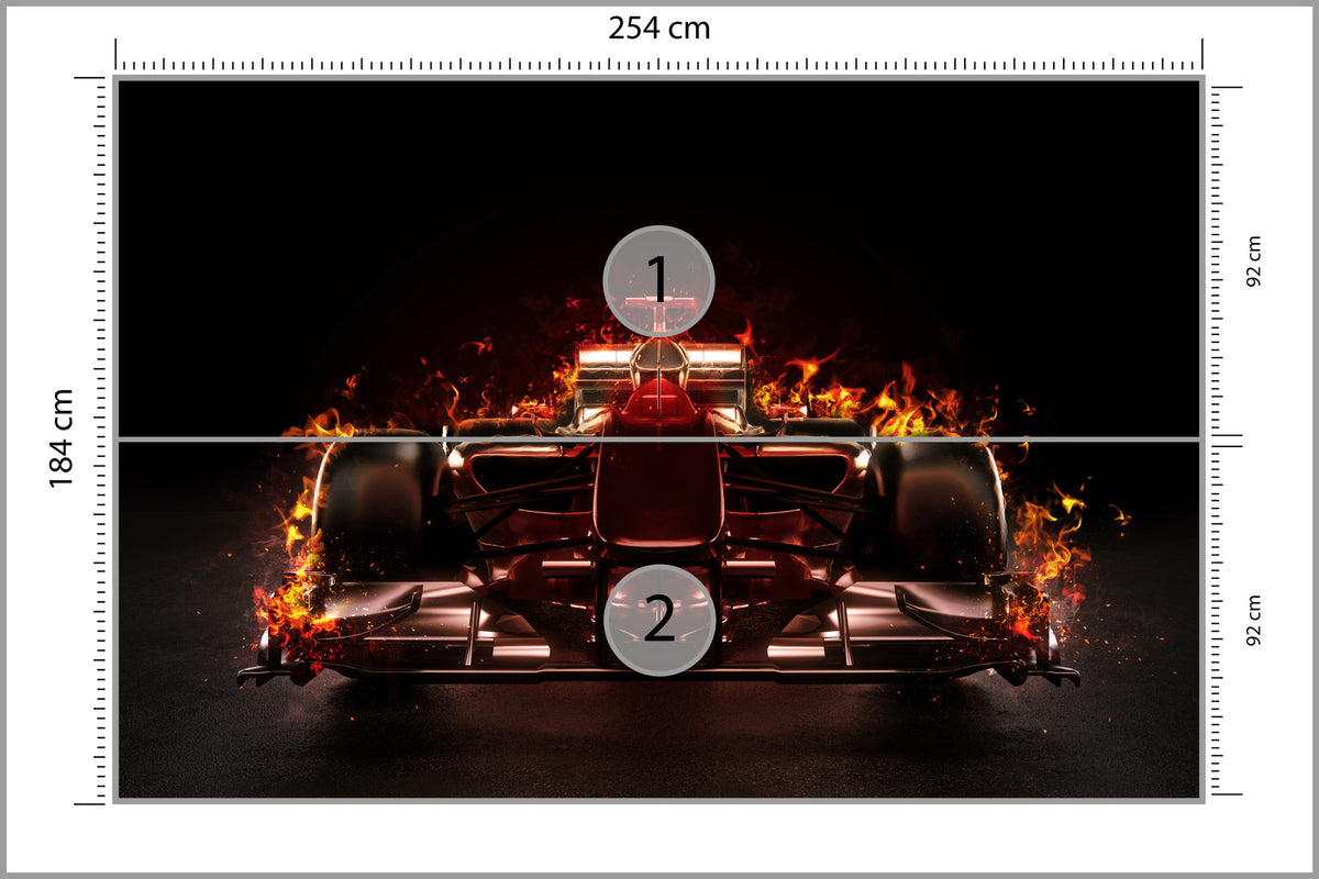 Fototapeta Płonący Bolid F1 254 × 184 cm – podgląd kadru