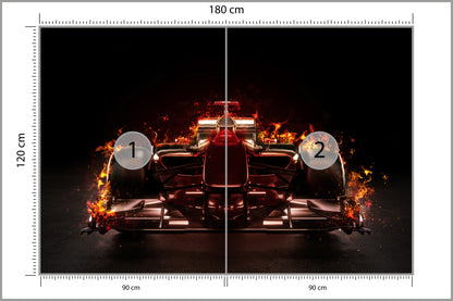 Fototapeta Płonący Bolid F1 180 × 120 cm – podgląd kadru