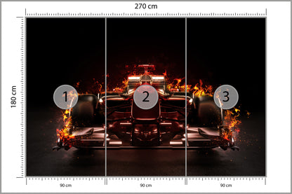 Fototapeta Płonący Bolid F1 270 × 180 cm – podgląd kadru