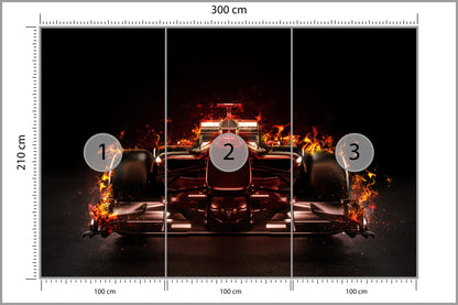 Fototapeta Płonący Bolid F1 300 × 210 cm – podgląd kadru