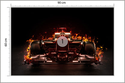 Fototapeta Płonący Bolid F1 90 × 60 cm – podgląd kadru