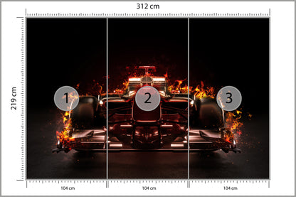 Fototapeta Płonący Bolid F1 312 × 219 cm – podgląd kadru