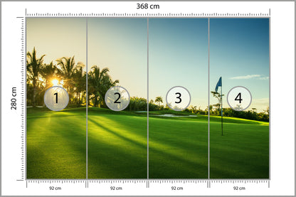 Fototapeta Pole Golfowe O Wschodzie Słońca 368 × 280 cm – podgląd kadru