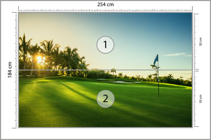 Fototapeta Pole Golfowe O Wschodzie Słońca 254 × 184 cm – podgląd kadru