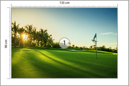 Fototapeta Pole Golfowe O Wschodzie Słońca 135 × 90 cm – podgląd kadru